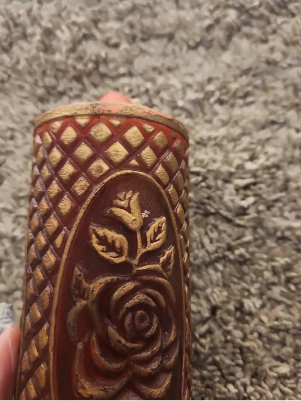 Decorative Rose-Embossed Home Accent - Brown